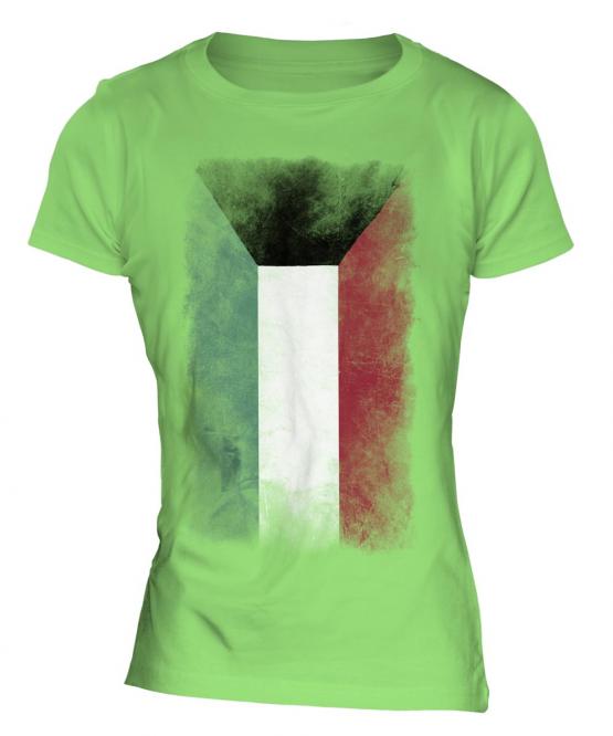 Kuwait Faded Flag Ladies T-Shirt