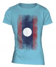 Laos Faded Flag Ladies T-Shirt