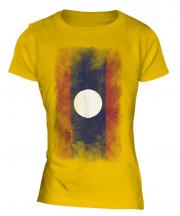 Laos Faded Flag Ladies T-Shirt