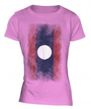 Laos Faded Flag Ladies T-Shirt