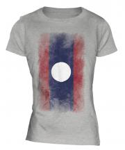 Laos Faded Flag Ladies T-Shirt