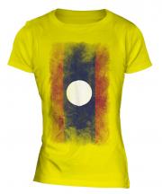 Laos Faded Flag Ladies T-Shirt