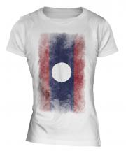Laos Faded Flag Ladies T-Shirt