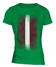Latvia Faded Flag Ladies T-Shirt