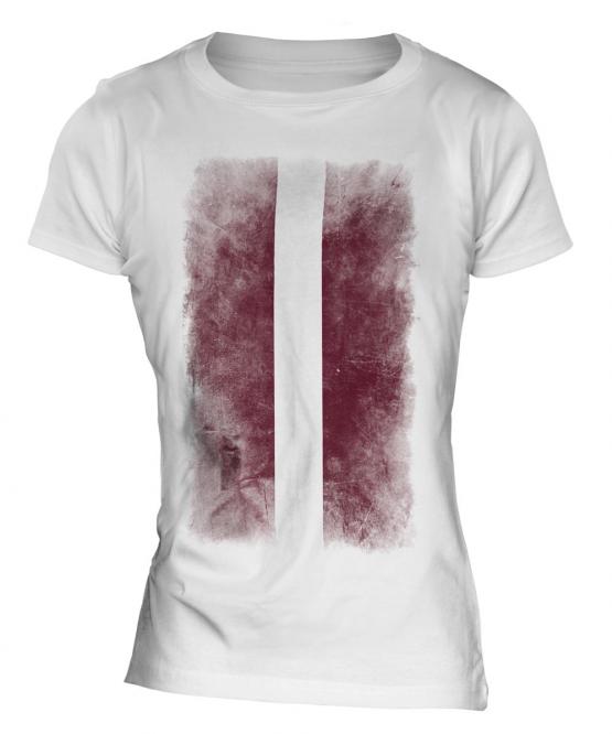 Latvia Faded Flag Ladies T-Shirt