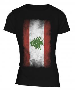 Lebanon Faded Flag Ladies T-Shirt
