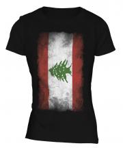 Lebanon Faded Flag Ladies T-Shirt