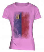 Liechtenstein Faded Flag Ladies T-Shirt