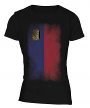 Liechtenstein Faded Flag Ladies T-Shirt