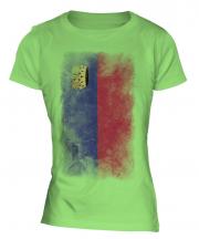 Liechtenstein Faded Flag Ladies T-Shirt