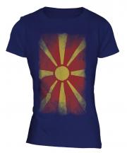 Macedonia Faded Flag Ladies T-Shirt