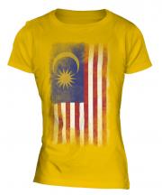 Malaysia Faded Flag Ladies T-Shirt