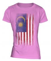 Malaysia Faded Flag Ladies T-Shirt