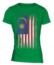 Malaysia Faded Flag Ladies T-Shirt