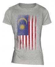 Malaysia Faded Flag Ladies T-Shirt