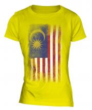 Malaysia Faded Flag Ladies T-Shirt