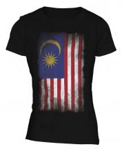 Malaysia Faded Flag Ladies T-Shirt
