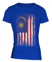 Malaysia Faded Flag Ladies T-Shirt