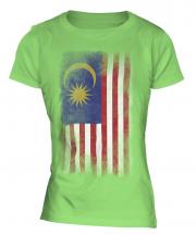 Malaysia Faded Flag Ladies T-Shirt