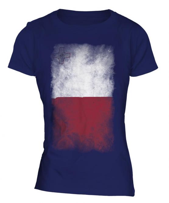 Malta Faded Flag Ladies T-Shirt