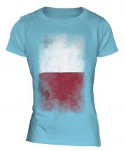 Malta Faded Flag Ladies T-Shirt