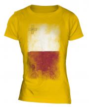 Malta Faded Flag Ladies T-Shirt