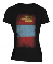 Mongolia Faded Flag Ladies T-Shirt