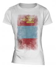 Mongolia Faded Flag Ladies T-Shirt