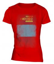 Mongolia Faded Flag Ladies T-Shirt