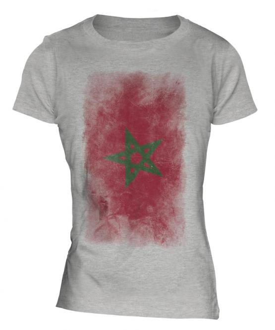 Morocco Faded Flag Ladies T-Shirt
