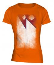 Nepal Faded Flag Ladies T-Shirt