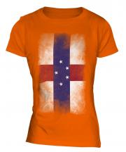 Netherlands Antilles Faded Flag Ladies T-Shirt