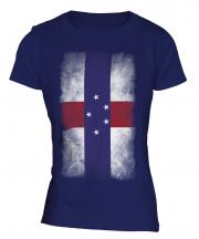 Netherlands Antilles Faded Flag Ladies T-Shirt