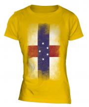 Netherlands Antilles Faded Flag Ladies T-Shirt