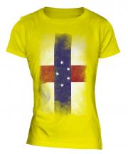 Netherlands Antilles Faded Flag Ladies T-Shirt