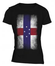 Netherlands Antilles Faded Flag Ladies T-Shirt