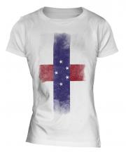 Netherlands Antilles Faded Flag Ladies T-Shirt