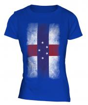 Netherlands Antilles Faded Flag Ladies T-Shirt