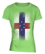 Netherlands Antilles Faded Flag Ladies T-Shirt