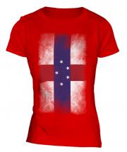 Netherlands Antilles Faded Flag Ladies T-Shirt