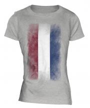 Netherlands Faded Flag Ladies T-Shirt