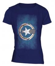 Northern Mariana Islands Faded Flag Ladies T-Shirt