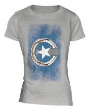 Northern Mariana Islands Faded Flag Ladies T-Shirt