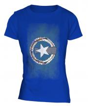 Northern Mariana Islands Faded Flag Ladies T-Shirt