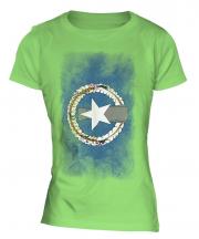 Northern Mariana Islands Faded Flag Ladies T-Shirt