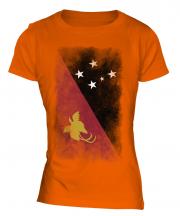 Papua New Guinea Faded Flag Ladies T-Shirt