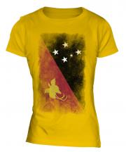 Papua New Guinea Faded Flag Ladies T-Shirt