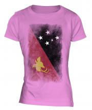 Papua New Guinea Faded Flag Ladies T-Shirt