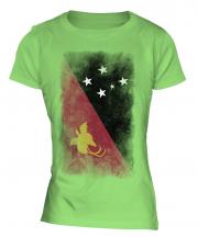 Papua New Guinea Faded Flag Ladies T-Shirt