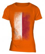 Poland Faded Flag Ladies T-Shirt